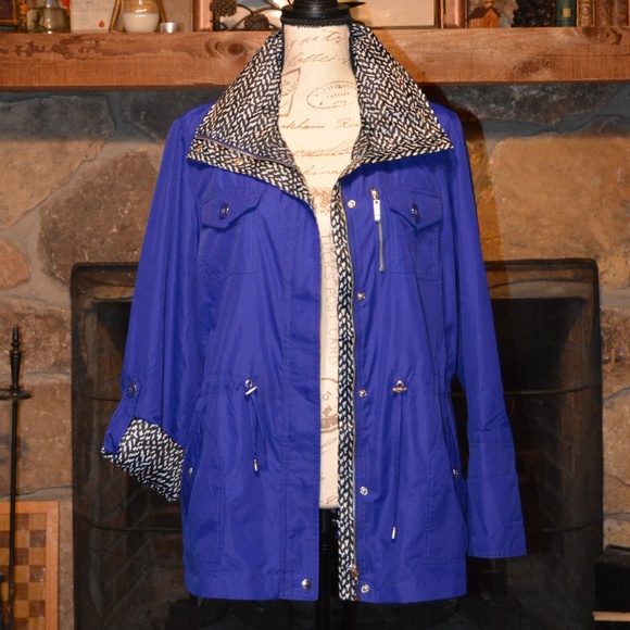 JM Collection Jackets & Blazers - Cobalt blue drawstring windbreaker